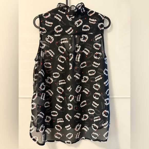 Modcloth Halloween Vampire Black and White Patterned Blouse - Picture 5 of 5